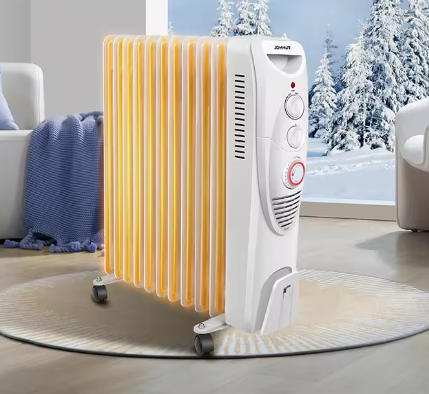Oliegevulde Elektrische Radiator met Wielen en Thermostaat