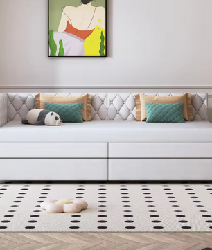 Gestoffeerd Dagbed 90x200 cm met Uittrekbaar Bed en Lattenbodem