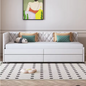 Gestoffeerd Dagbed 90x200 cm met Uittrekbaar Bed en Lattenbodem