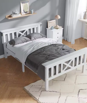 Kinderbed 90x200 cm – Massief Houten Eenpersoonsbed met Lattenbodem