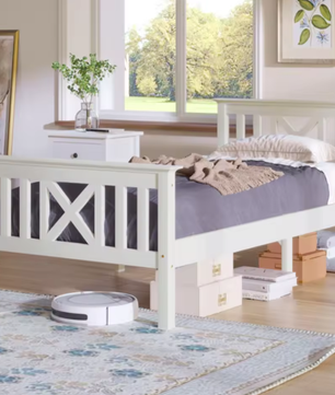 Kinderbed 90x200 cm – Massief Houten Eenpersoonsbed met Lattenbodem