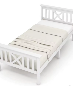 Kinderbed 90x200 cm – Massief Houten Eenpersoonsbed met Lattenbodem