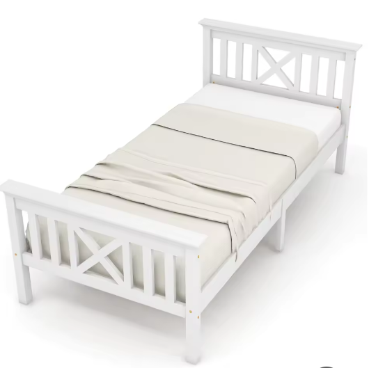 Kinderbed 90x200 cm – Massief Houten Eenpersoonsbed met Lattenbodem