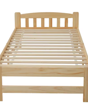 Massief Houten Eenpersoonsbed 90x200 cm – Futonbed met Hoofdeinde en Lattenbodem