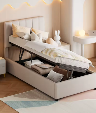 Kinderbed 90x200 cm – Hydraulische Opbergruimte en Verstelbaar Hoofdeinde