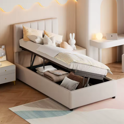 Kinderbed 90x200 cm – Hydraulische Opbergruimte en Verstelbaar Hoofdeinde