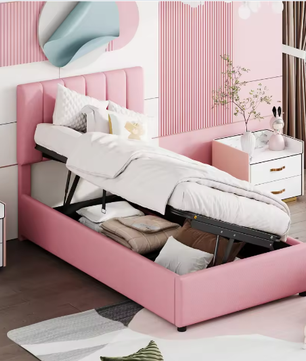 Kinderbed 90x200 cm – Hydraulische Opbergruimte en Verstelbaar Hoofdeinde