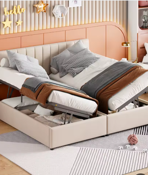 Kinderbed 90x200 cm – Hydraulische Opbergruimte en Verstelbaar Hoofdeinde