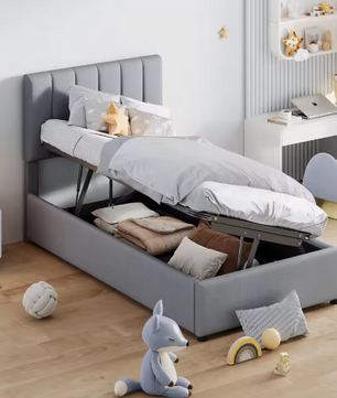 Kinderbed 90x200 cm – Hydraulische Opbergruimte en Verstelbaar Hoofdeinde