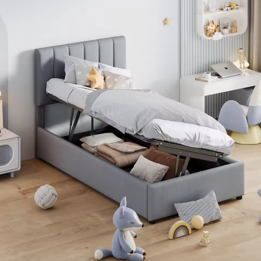 Kinderbed 90x200 cm – Hydraulische Opbergruimte en Verstelbaar Hoofdeinde