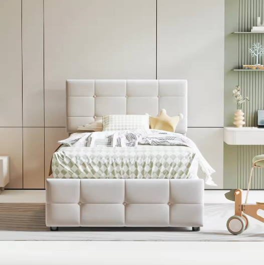 Kinderbed 90x200 cm – Hydraulische Opbergruimte en Verstelbaar Hoofdeinde