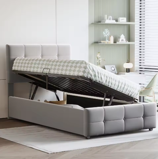 Kinderbed 90x200 cm – Hydraulische Opbergruimte en Verstelbaar Hoofdeinde