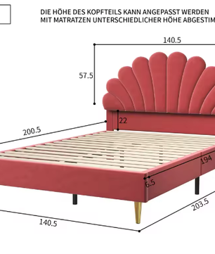 Gestoffeerd Eenpersoons-en Tweepersoonsbed 90x200 / 140x200 cm – Fluweel Beige/Bordeaux