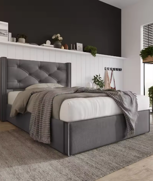 Hydraulisch Gestoffeerd Bed met Opbergruimte en Lattenbodem