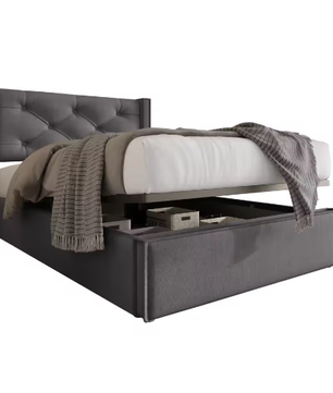 Hydraulisch Gestoffeerd Bed met Opbergruimte en Lattenbodem