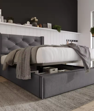 Hydraulisch Gestoffeerd Bed met Opbergruimte en Lattenbodem