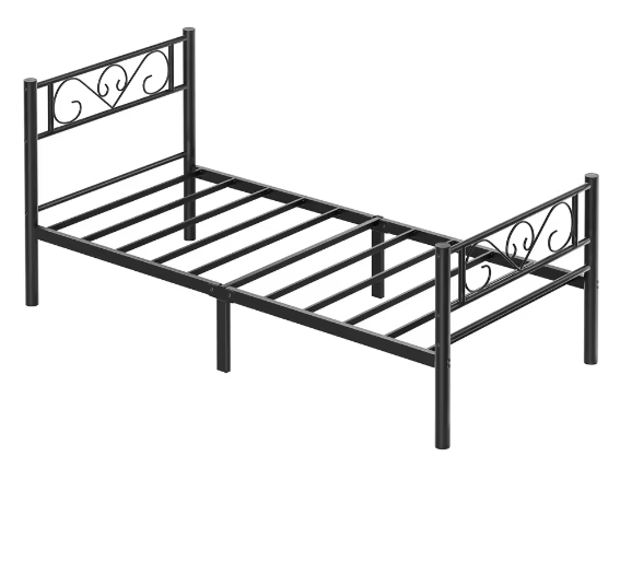 Metalen Eenpersoonsbed 90x200 cm – Gastenbed met Hoofdbord en Open Onderzijde