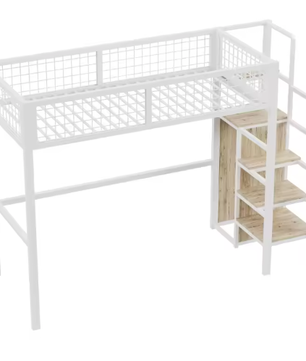 Stapelbed 90x200 / 140x200 cm met Ladder, Opbergplank en Kledingkast