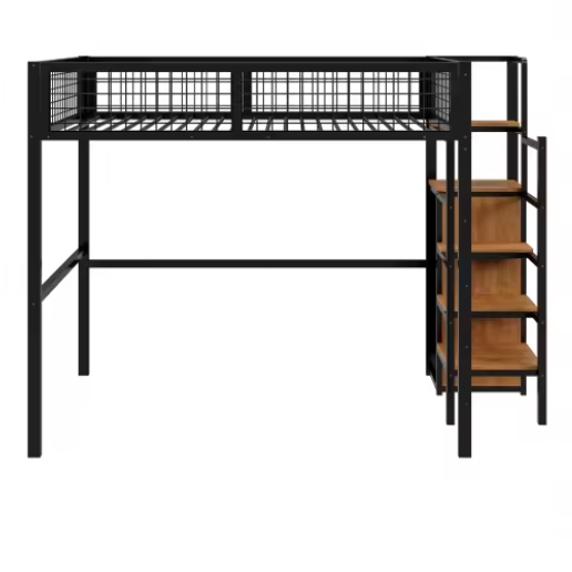 Stapelbed 90x200 / 140x200 cm met Ladder, Opbergplank en Kledingkast