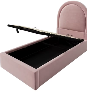 Opklapbed Kinderbed 90x200 cm met Fluwelen Hoofdbord en Opbergruimte