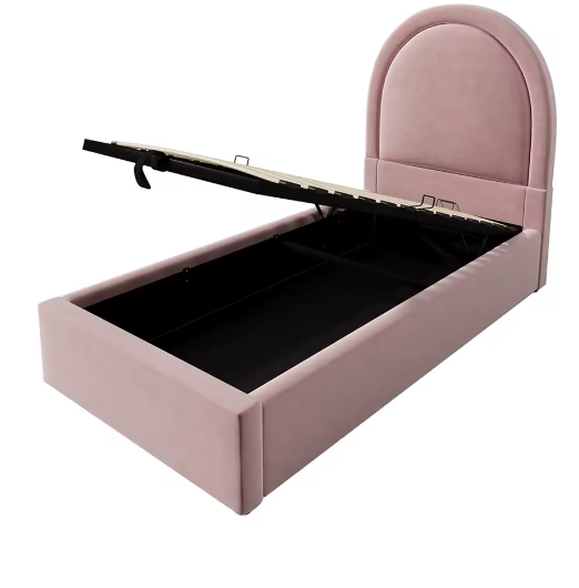 Opklapbed Kinderbed 90x200 cm met Fluwelen Hoofdbord en Opbergruimte