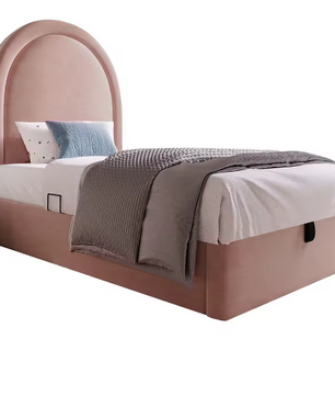 Opklapbed Kinderbed 90x200 cm met Fluwelen Hoofdbord en Opbergruimte