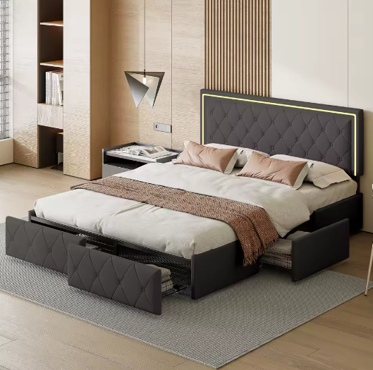 Modern Kunstleer Tweepersoonsbed 140/160x200 cm Met Lades – Stijlvol en Functioneel