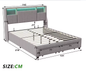 Gestoffeerd Tweepersoonsbed 140–160x200 cm met Opberghoofdbord, LED, USB en Lades