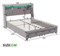 Gestoffeerd Tweepersoonsbed 140–160x200 cm met Opberghoofdbord, LED, USB en Lades
