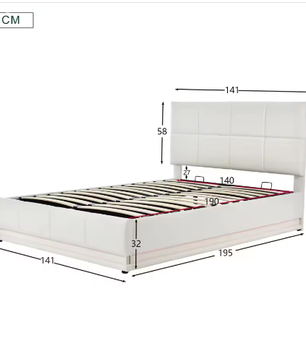 Gestoffeerd Tweepersoonsbed 140x200 cm met Hydraulisch Opbergsysteem, LED en Hoofdbord