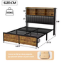 Houten Tweepersoons Bedframe met LED, PU-Hoofdbord en 2 Opberglades