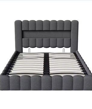 Gestoffeerd Opbergbed met LED, USB en Hydraulische Lattenbodem