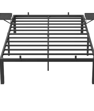 Metalen Tweepersoons Bedframe met Opbergplanken en Opbergruimte