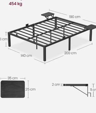 Metalen Tweepersoons Bedframe met Opbergplanken en Opbergruimte
