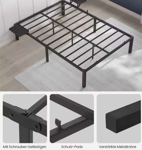 Metalen Tweepersoons Bedframe met Opbergplanken en Opbergruimte