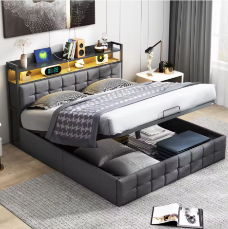 Multifunctioneel Tweepersoonsbed – LED, USB en Hydraulische Opbergruimte 140/160x200 cm