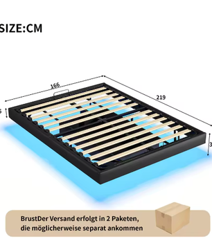 LED Gestoffeerd Tweepersoonsbed – Zwevend Design met Opbergruimte en Lattenbodem