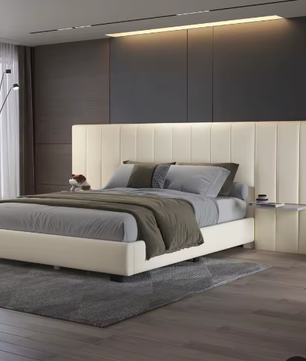 Gestoffeerd Tweepersoonsbed 160x200 cm – Verlengd Hoofdeinde met Planken en Lattenbodem