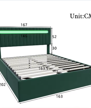 Gestoffeerd Opbergbed 160 × 200 cm met LED en Hydraulisch Frame