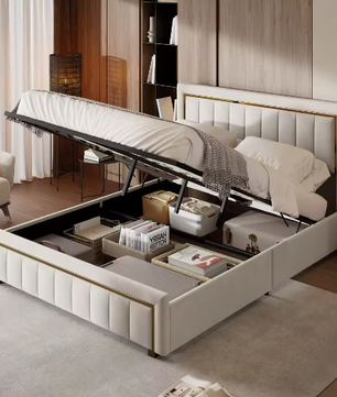 Dubbel Gestoffeerd Hydraulisch Opbergbed 140–160×200 cm