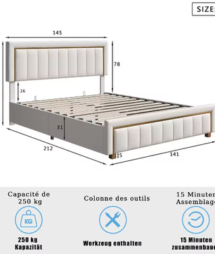 Dubbel Gestoffeerd Hydraulisch Opbergbed 140–160×200 cm