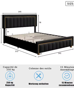 Dubbel Gestoffeerd Hydraulisch Opbergbed 140–160×200 cm