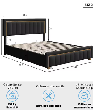 Dubbel Gestoffeerd Hydraulisch Opbergbed 140–160×200 cm