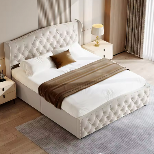 Gewatteerd Tweepersoons Hydraulisch Opbergbed 140–160×200 cm