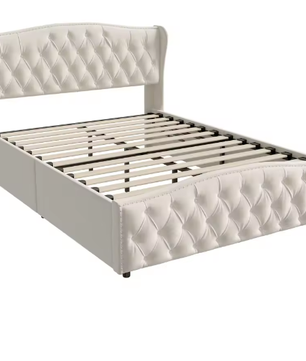 Gewatteerd Tweepersoons Hydraulisch Opbergbed 140–160×200 cm
