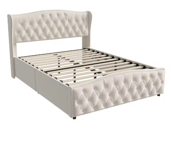 Gewatteerd Tweepersoons Hydraulisch Opbergbed 140–160×200 cm
