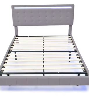 Gestoffeerd Zwevend Tweepersoonsbed met LED en USB – 140/160×200 cm