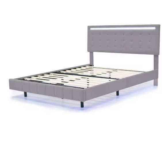 Gestoffeerd Zwevend Tweepersoonsbed met LED en USB – 140/160×200 cm