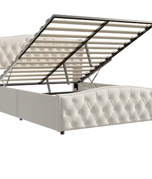 Gestoffeerd Tweepersoons Opbergbed 160×200 cm met Golfhoofdeinde