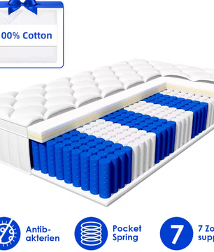 7-Zone Pocketveringmatras 25 cm – Medium Stevig en Ademend